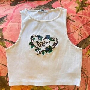 igirl world emo rose heart embroidered tank crop top